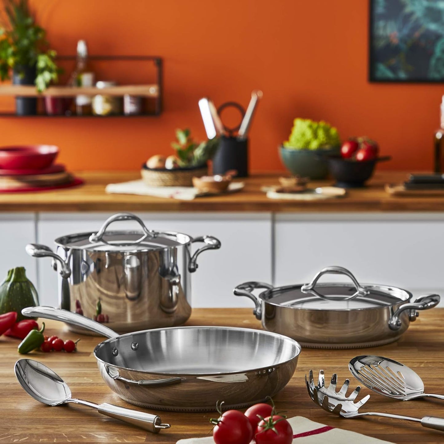 Lagostina Accademia Lagofusion Casseruola Fonda 2 Maniglie con Coperchio, Acciaio Inox 18/10 Ø 24 cm Pentola Induzione Gas e Forno Finitura Lucida Esterna e Satinata Interna Fondo 5 Strati