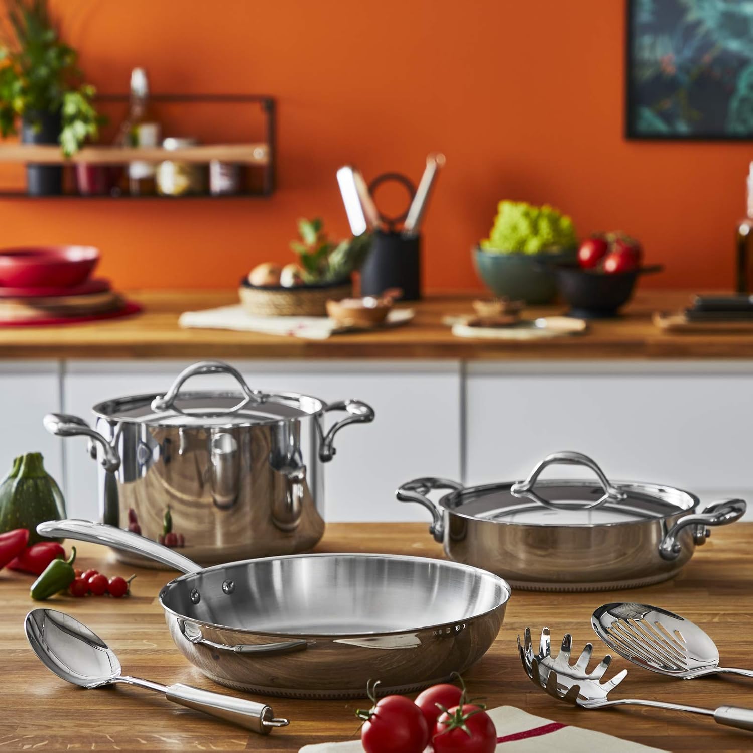 Lagostina Accademia Lagofusion Casseruola Fonda 2 Maniglie con Coperchio, Acciaio Inox 18/10 Ø 24 cm Pentola Induzione Gas e Forno Finitura Lucida Esterna e Satinata Interna Fondo 5 Strati