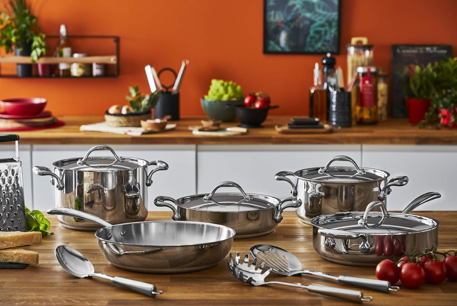 Lagostina Accademia Lagofusion Casseruola Fonda 2 Maniglie con Coperchio, Acciaio Inox 18/10 Ø 24 cm Pentola Induzione Gas e Forno Finitura Lucida Esterna e Satinata Interna Fondo 5 Strati