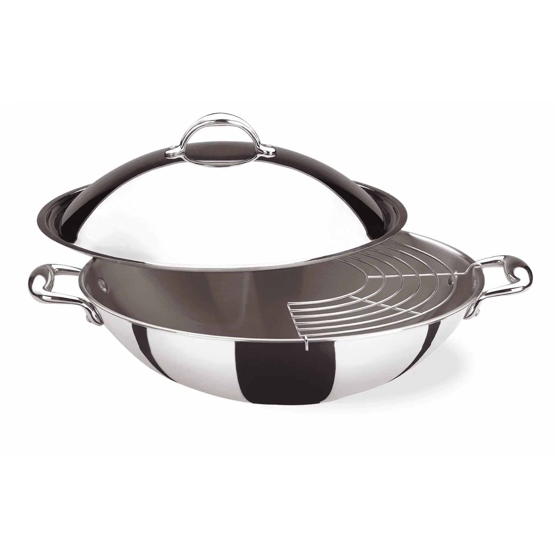 Lagostina Accademia Lagofusion Wok con coperchio e griglia 32 cm