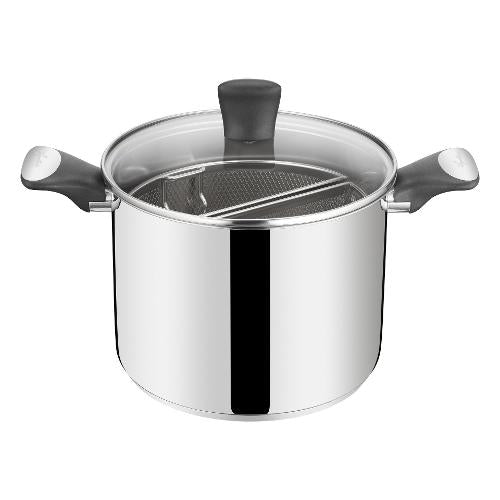 Lagostina pentola Pastaiola Unlimited 22 cm inox 18/10 con 2 Cestelli scola pasta e Coperchio Induzione, Gas