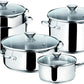 Lagostina Smart Set di Pentole Induzione, Gas e Forno in Acciaio Inox 18/10, 9 Pezzi, Fondo Lagoseal Plus Triplo Strato