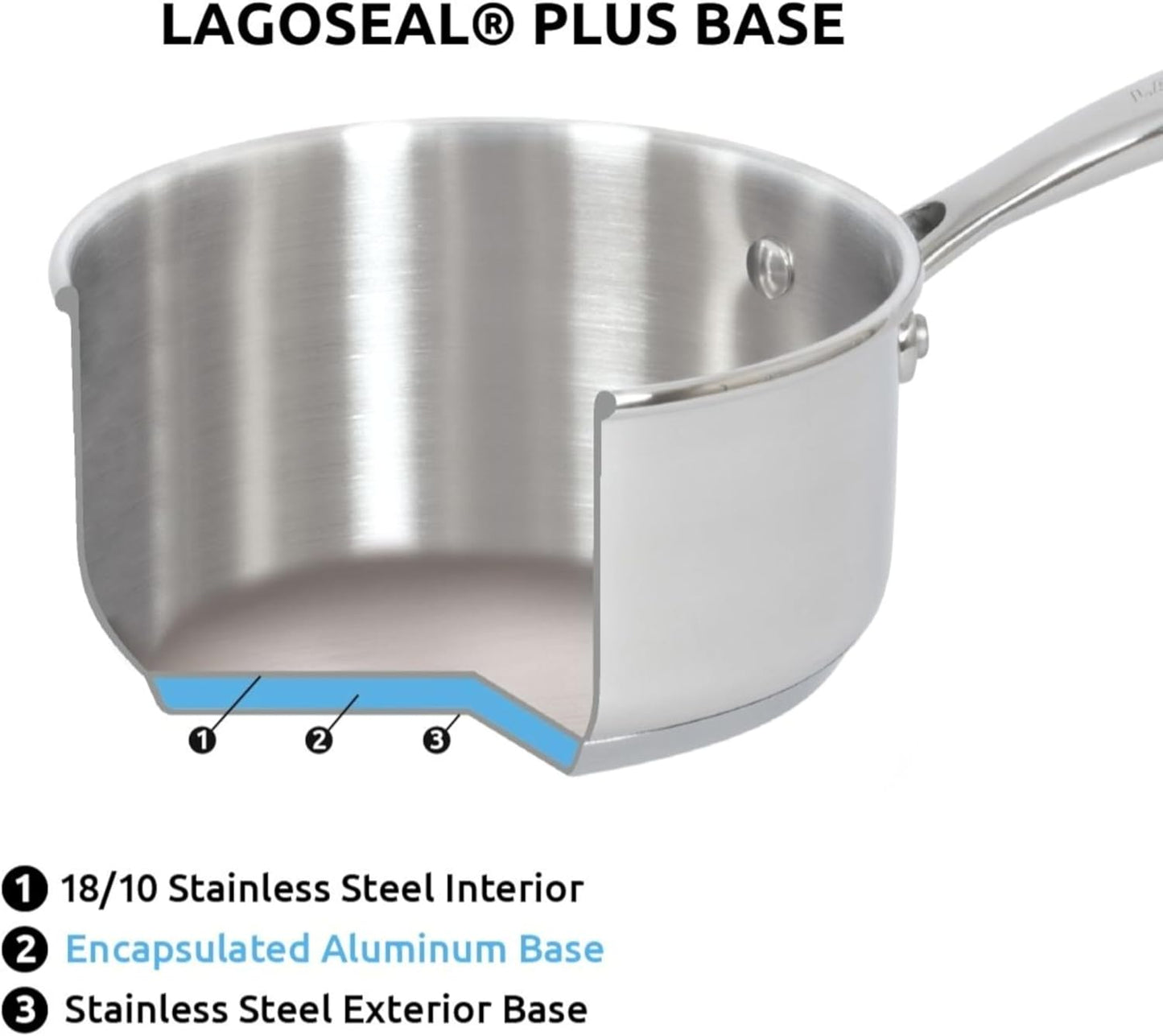 Lagostina Smart Set di Pentole Induzione, Gas e Forno in Acciaio Inox 18/10, 9 Pezzi, Fondo Lagoseal Plus Triplo Strato