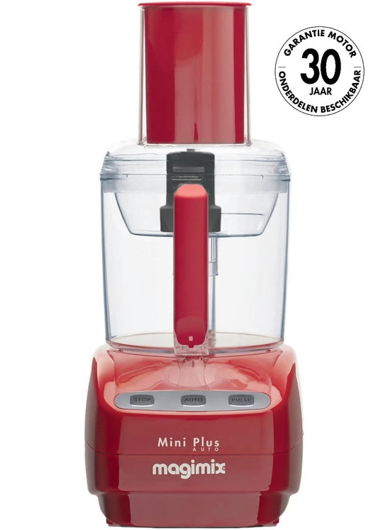 Magimix il mini plus rosso 18253EB permette di affettare e grattugiare verdure, frullare zuppe, impastare, montare gli albumi, macinare la carne, emulsionare salse e spremere agrumi.