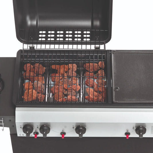 Ompagrill Barbecue Double Cooking System Gas Roccia lavica Griglia in acciaio smaltato antigraffio 46 x 34 cm + Piastra 26 x 34 cm 4080 Double