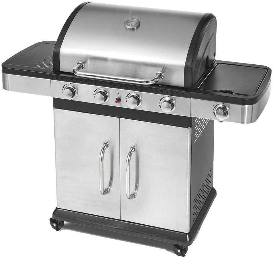 Ompagrill Barbecue a gas GPL Prime Indianapolis 5 Titanium con fornello e piastra coperchio con termometro