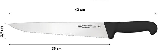 Sanelli Ambrogio coltello per porchetta professionale Supra con lama ondulata 30 cm SA72030B