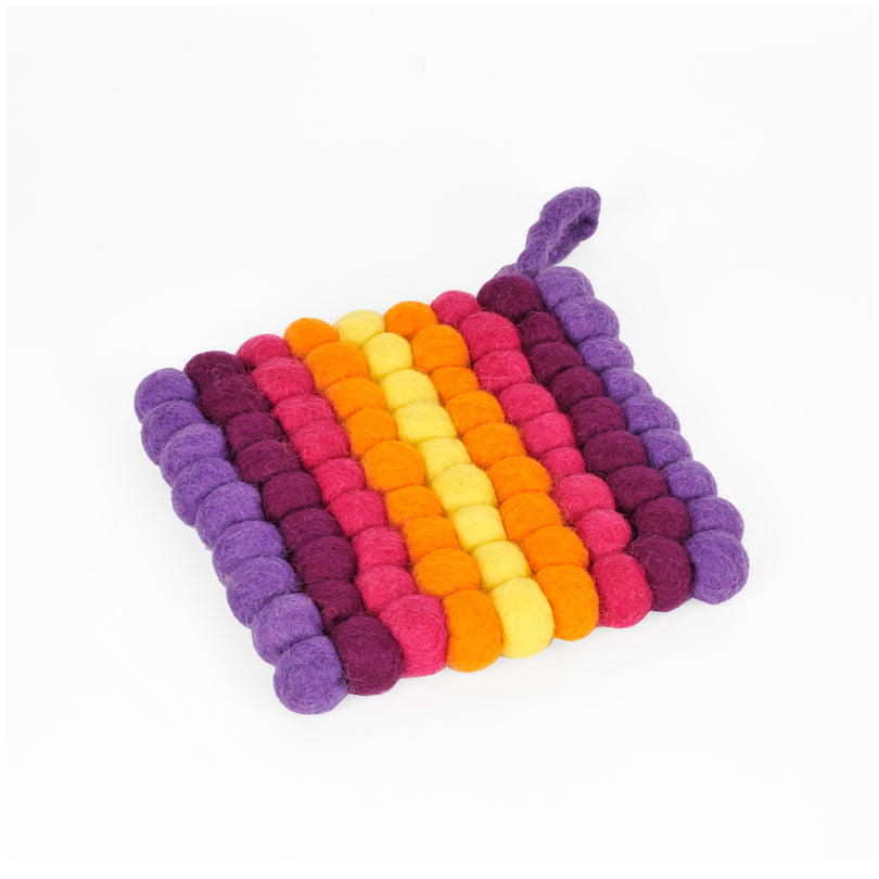 Hatale Udhyog sottopentola Pompon Vario 14 x 14 cm in feltro con occhiello