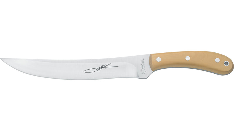 Fox Aki Knife 1 630 – Coltello Lama Fissa 440C 21 cm, Manico Bosso, Fodero Cuoio