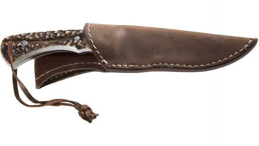 Fox lama fissa "VINTAGE" acciaio inox 440C satinata manico corno con fodero in cuoio FX 596 CE