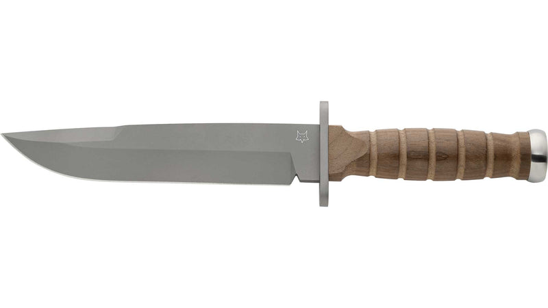 Fox Defender FX-689 – Coltello Lama Fissa N690Co 17 cm, Manico Noce, Fodero Cuoio