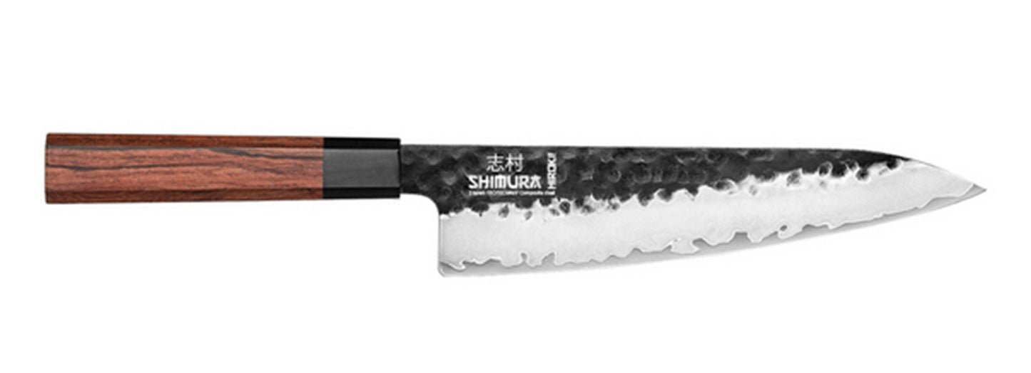 Shimura HIROKI coltello da cucina trinciante Chef damascato martellato tre starti 8,5"/22 cm