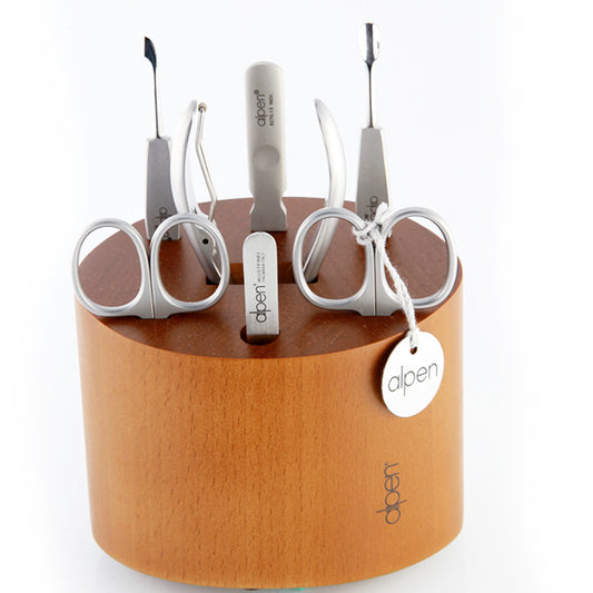 Alpen ceppo in legno ciliegio con strumenti per manicure 6895 r