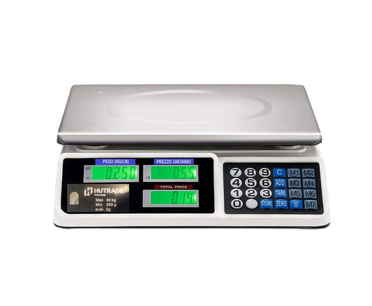 Bilancia digitale calcolo automatico prezzo divisione 0,05/40kg batteria ricaricabile incorporata con display dalla parte cliente