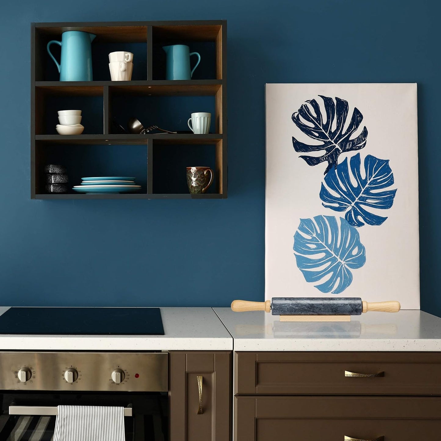 Mattarello in marmo con manico in legno girevole kg 2,18 Ø 5,9cm