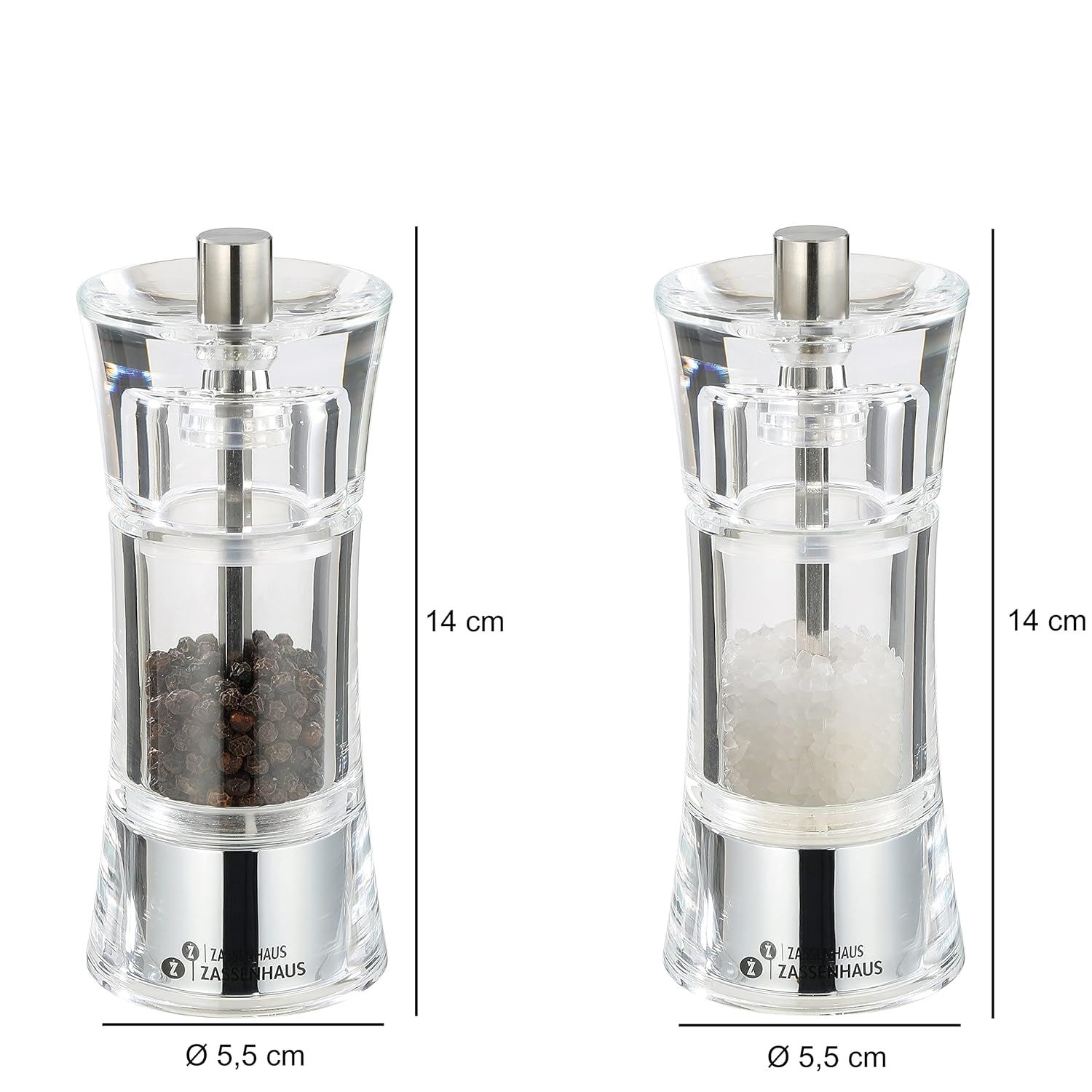 Zassenhaus Set composto da macina pepe e macina sale Aachen da 14 cm.