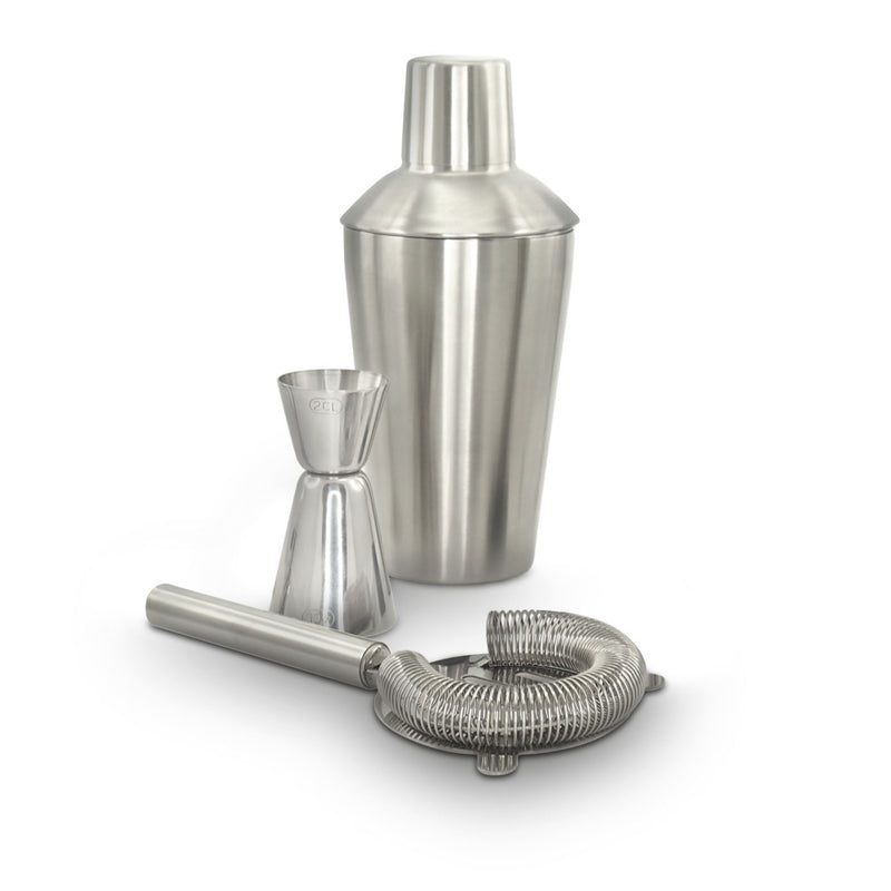 Pulltex Set barman cocktail inox Basic a 3 pezzi cm 23x17x11