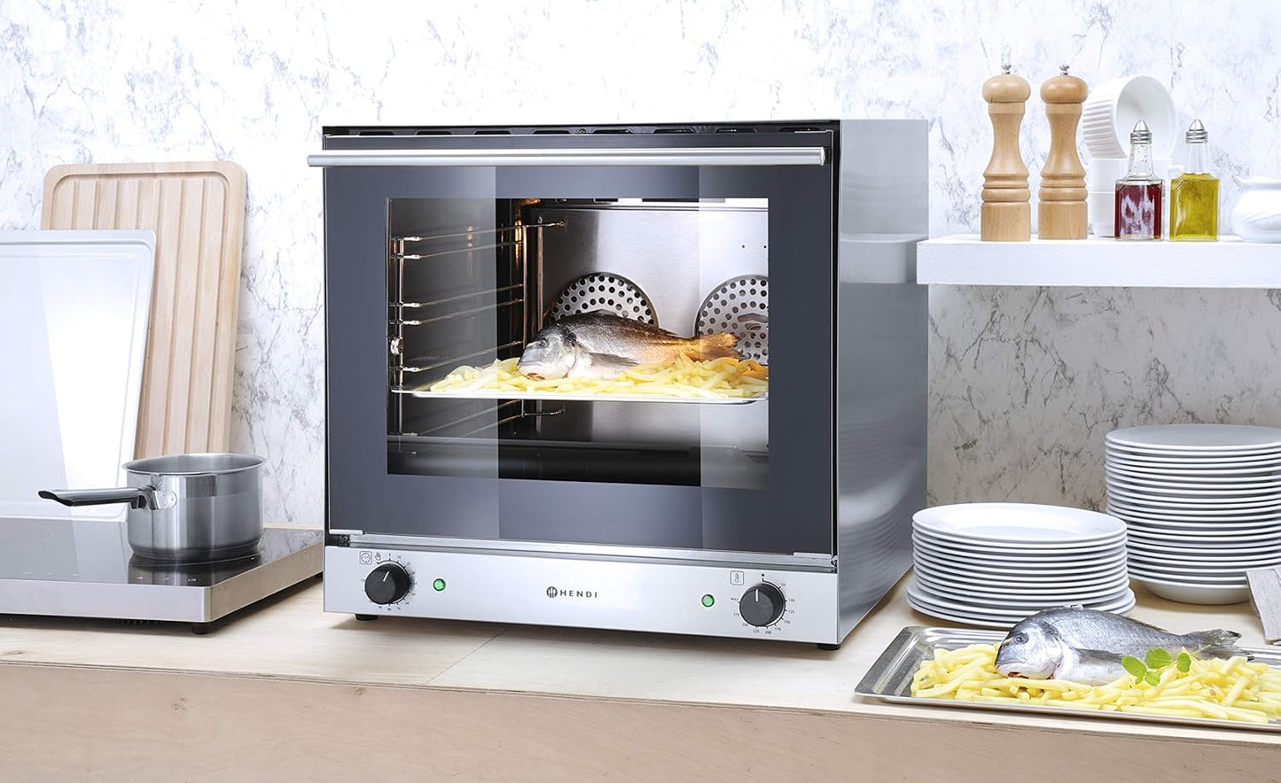 Forno a Convezione Professionale HENDI H90 2670W – 4 Teglie Incluse