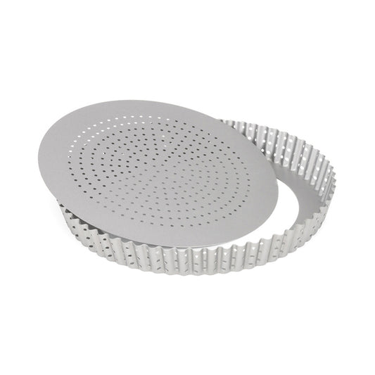 Patisse Tortiera quiche, torte, pizza tondo perforato "Silver Top" con fondo removibile cm Ø24x3