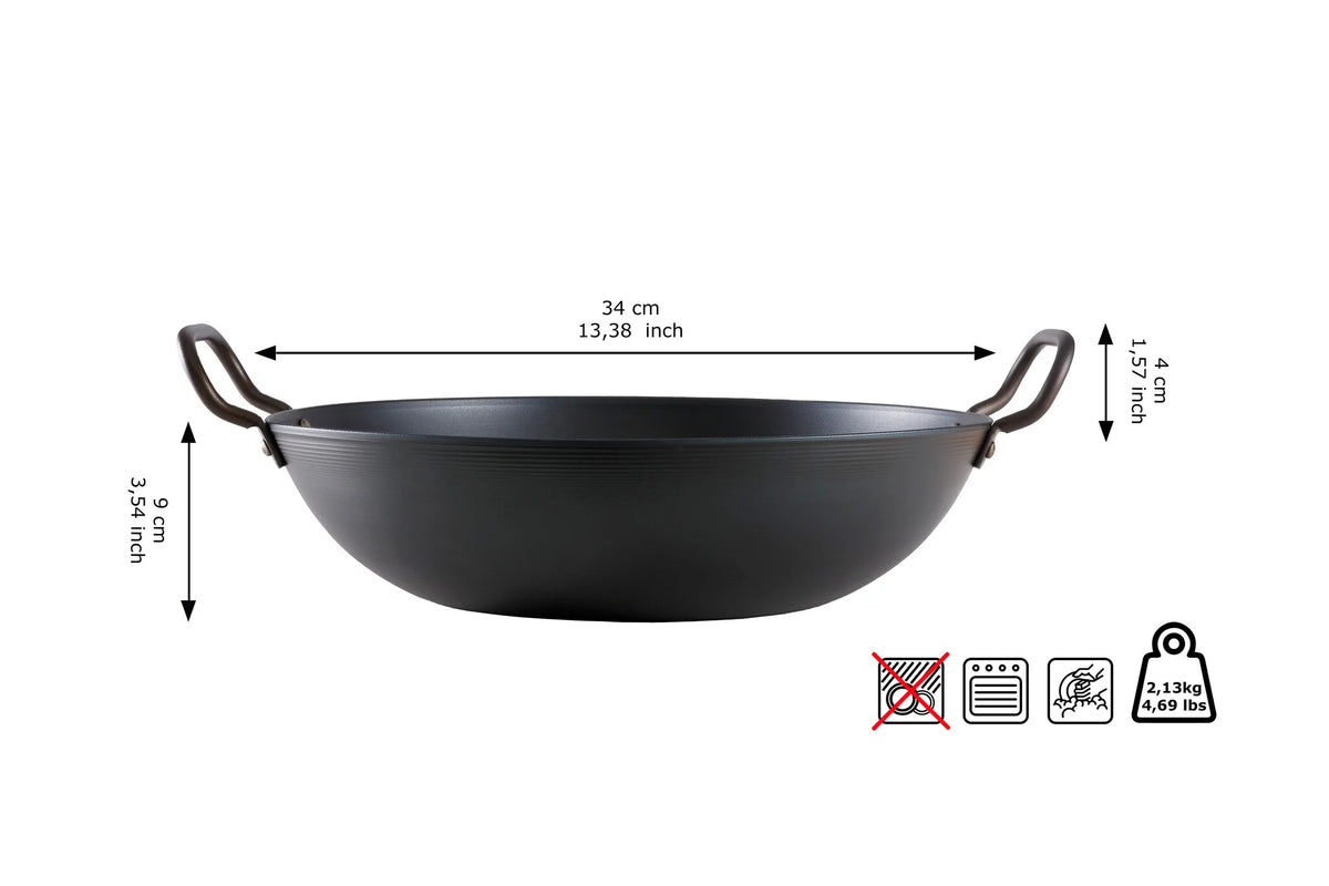 Skottsberg Wok Wadjan in Acciaio al Carbonio ø 34 cm | La Tecnologia che Trasforma la Cucina | Senza PFOA e PTFE