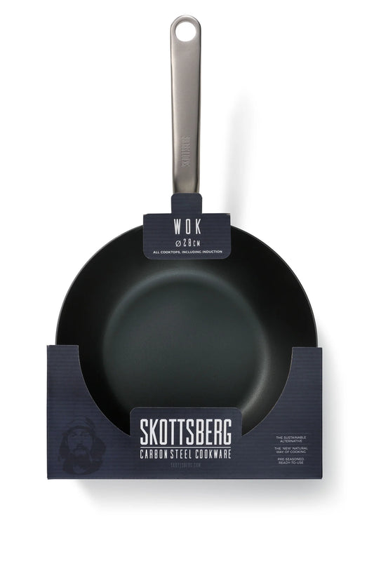 Skottsberg Wok in Acciaio al Carbonio ø 24 cm | La Tecnologia che Trasforma la Cucina | Senza PFOA e PTFE