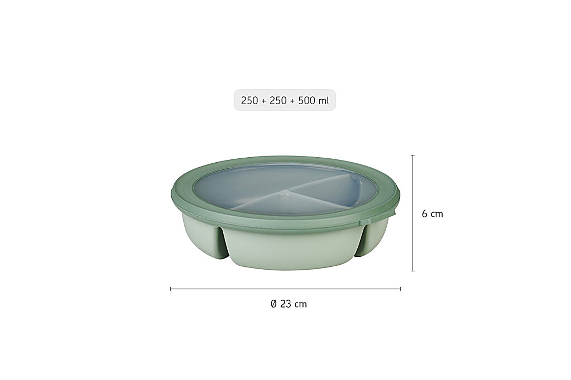 Mepal Bento Bowl "Cirqula" con 3 scomparti (ml 250 + 250 + 500) contenitore per pasto ermetico