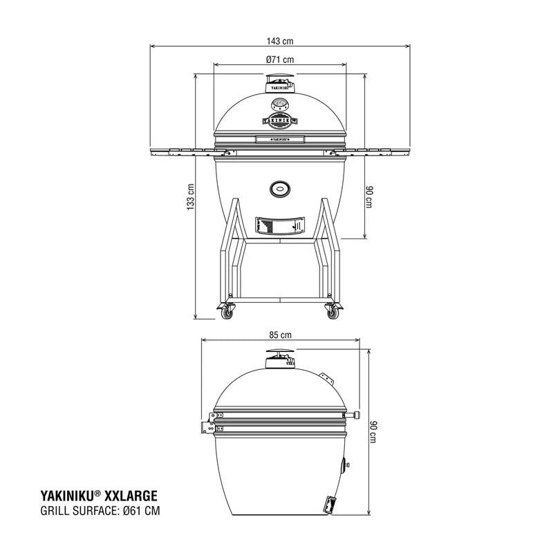 Kamado xxlarge completo"Yakiniku" per 12-15 persone cm ø 61 cm 143 x 133