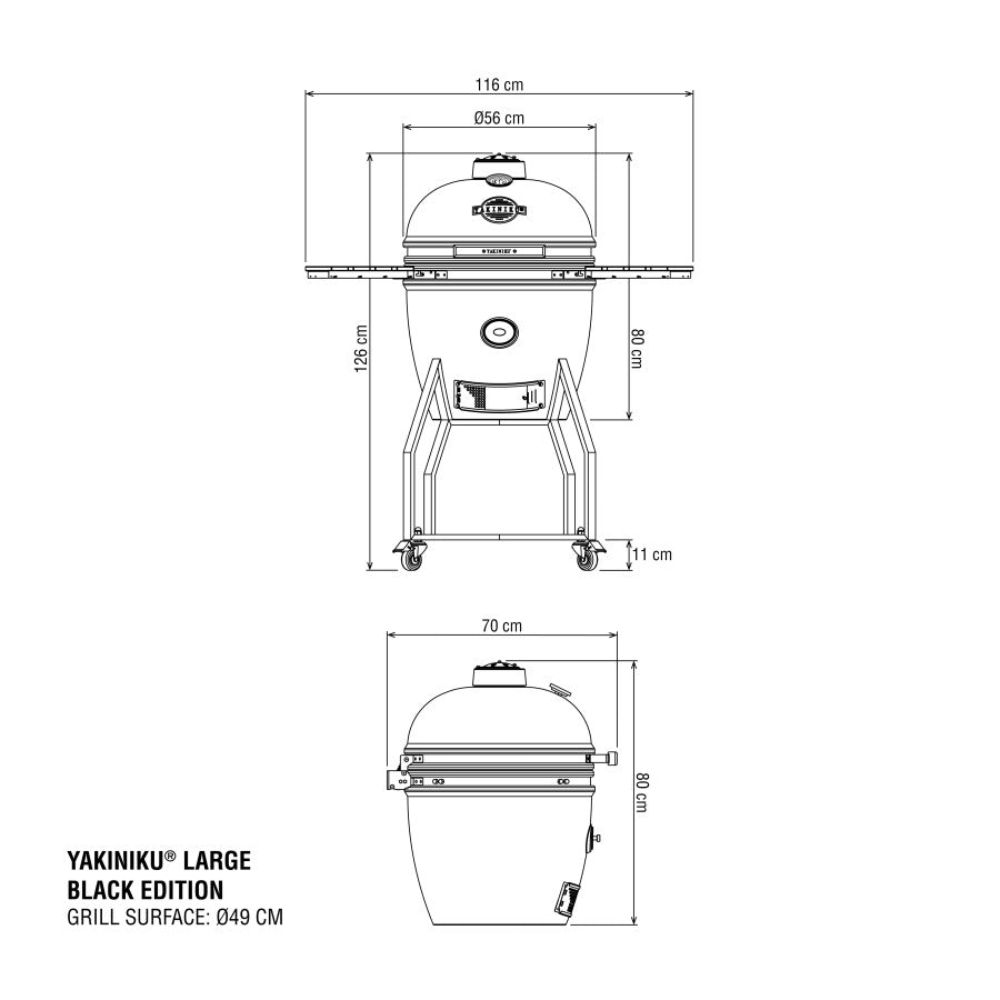 Yakiniku Kamado Large Basic "Black Edition", per 6-8 persone cm Ø49/cm , per 6-8 persone cm Ø49/cm 11
