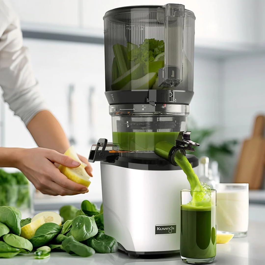 Kuvings Slow Juicer AUTO10S, silver, estrattore a freddo 50 giri al minuto + Ice Cream – Filtro per Gelati e Sorbetti