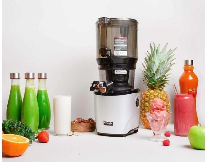 Kuvings Slow Juicer AUTO10S, silver, estrattore a freddo 50 giri al minuto + Ice Cream – Filtro per Gelati e Sorbetti