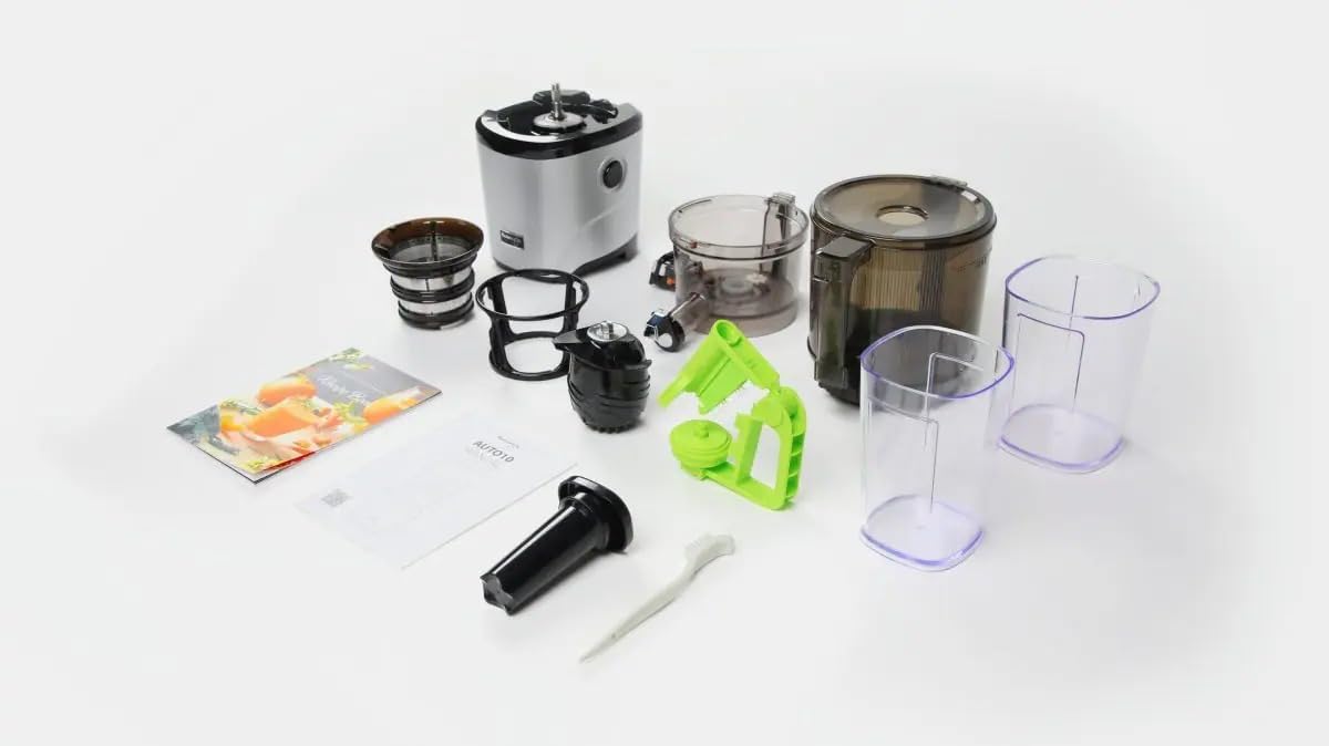 Kuvings Slow Juicer AUTO10S, silver, estrattore a freddo 50 giri al minuto + Ice Cream – Filtro per Gelati e Sorbetti