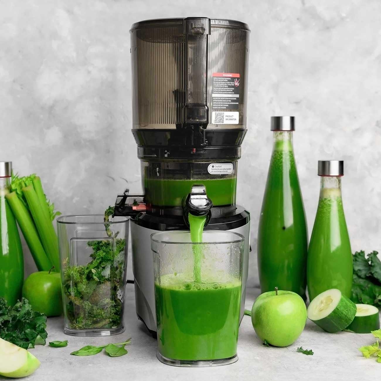 Kuvings Slow Juicer AUTO10S, silver, estrattore a freddo 50 giri al minuto + Ice Cream – Filtro per Gelati e Sorbetti