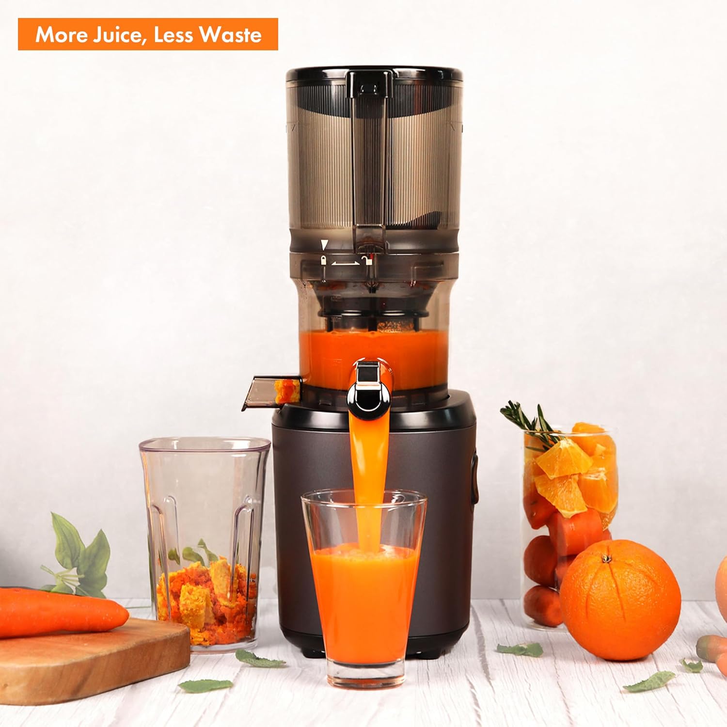 Kuvings AUTO6 Estrattore 200W Silver, Slow Juicer Automatico con Filtro da Gelato black
