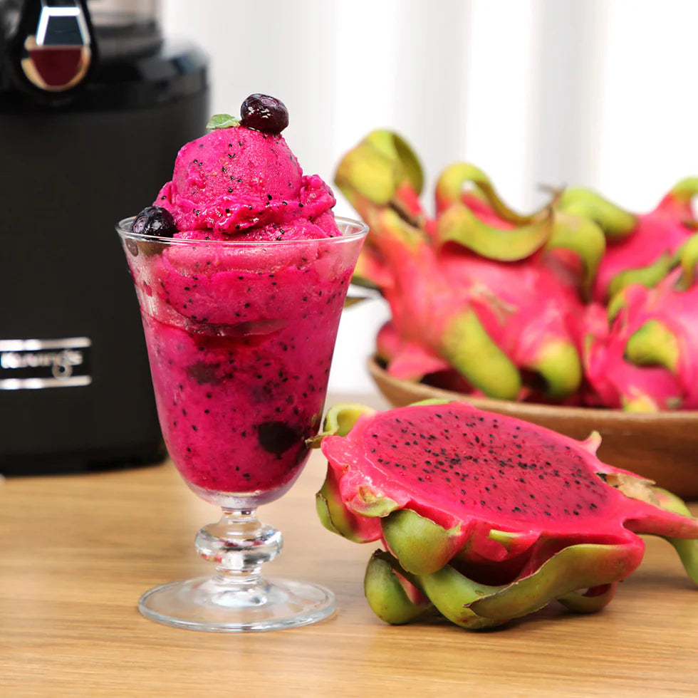 Kuvings Slow Juicer AUTO10S, silver, estrattore a freddo 50 giri al minuto + Ice Cream – Filtro per Gelati e Sorbetti
