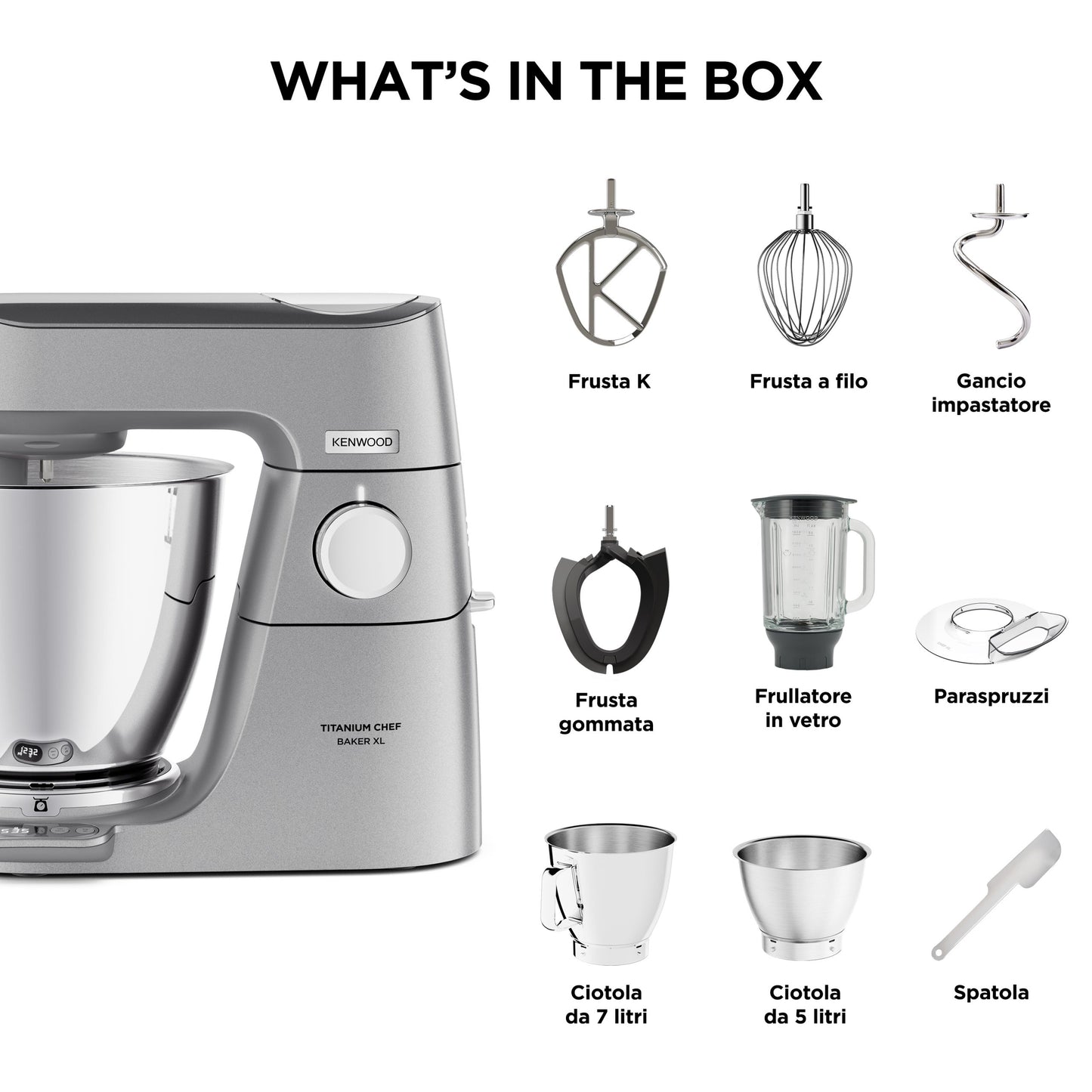 Kenwood Titanium Chef Baker XL Silver KVL85.124SI – Impastatrice Planetaria 7L+5L | Premiata Mister Chef