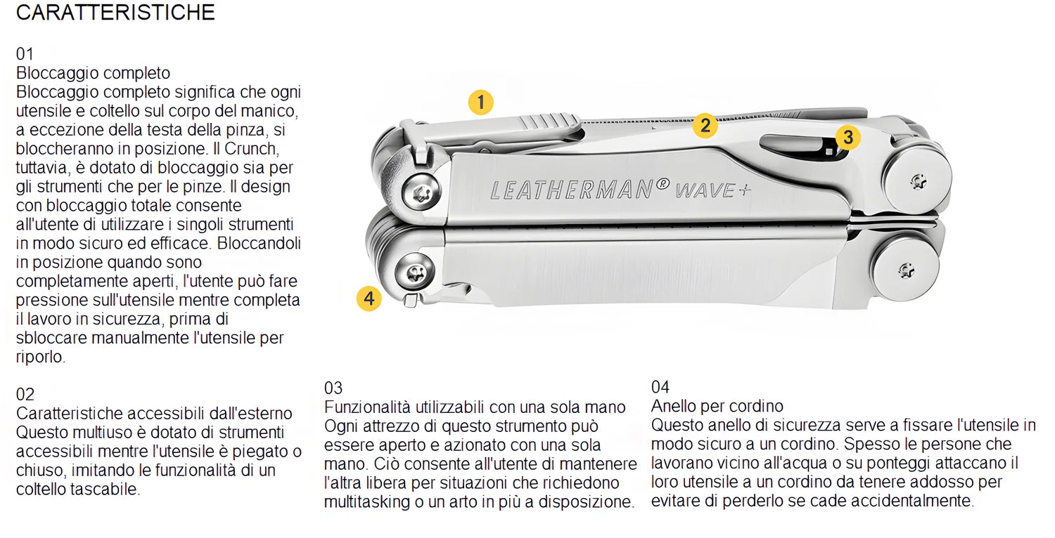 Leatherman pinza multiuso Wave + 18 utensili con fodero in nylon LTG832526