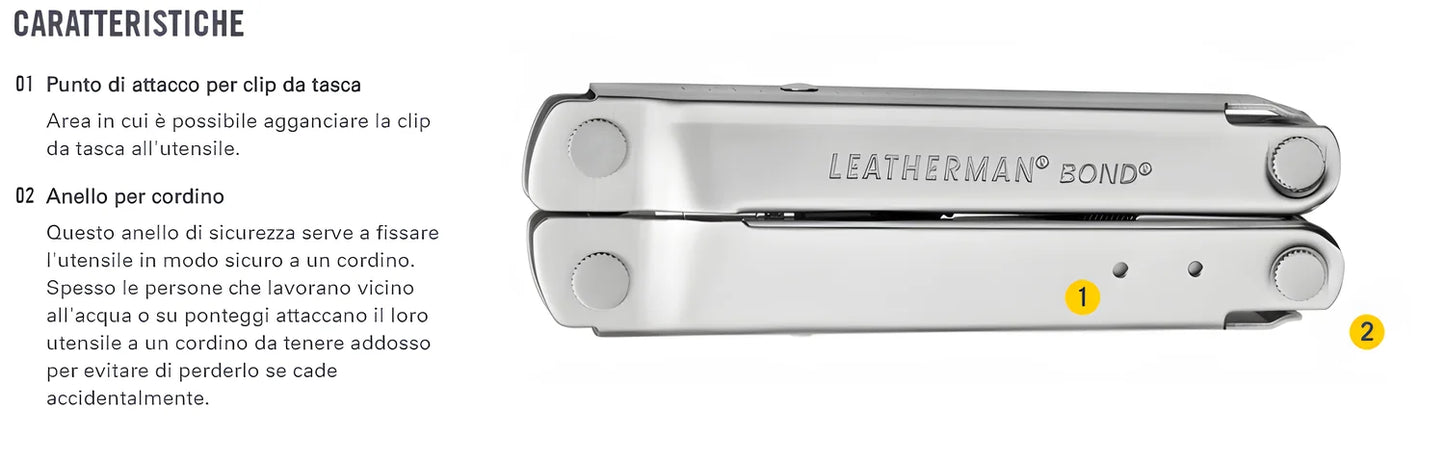 Leatherman pinza multiuso Bond 14 utensi con fodero in nylon