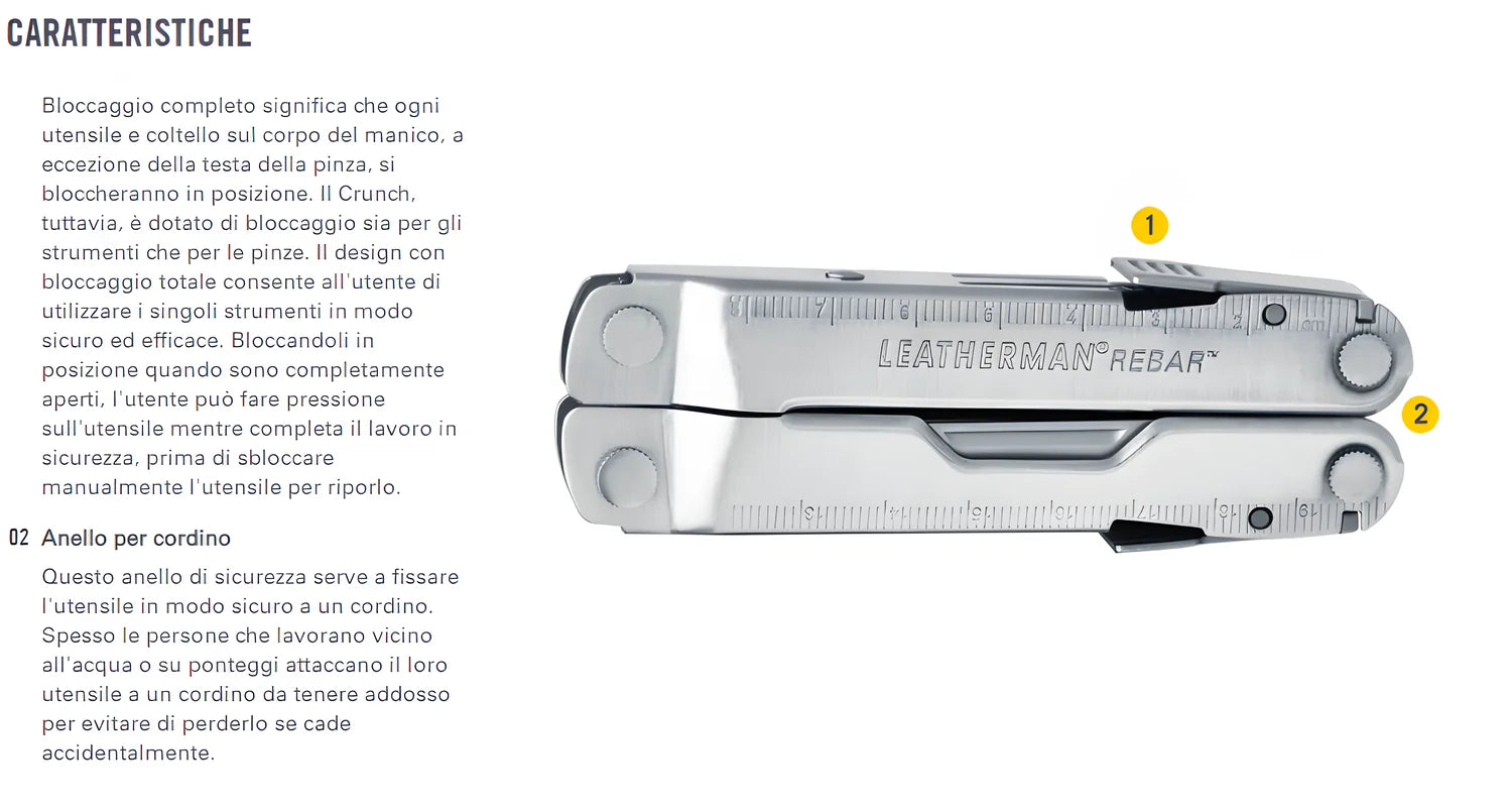 Leatherman pinza multiuso Rebar 17 utensili con fodero in nylon LTG831557