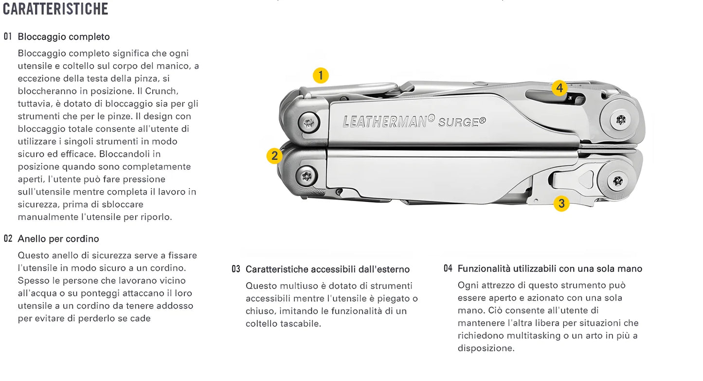 Leatherman pinza multiuso Surge 21 utensili con fodero in nylon LTG830165