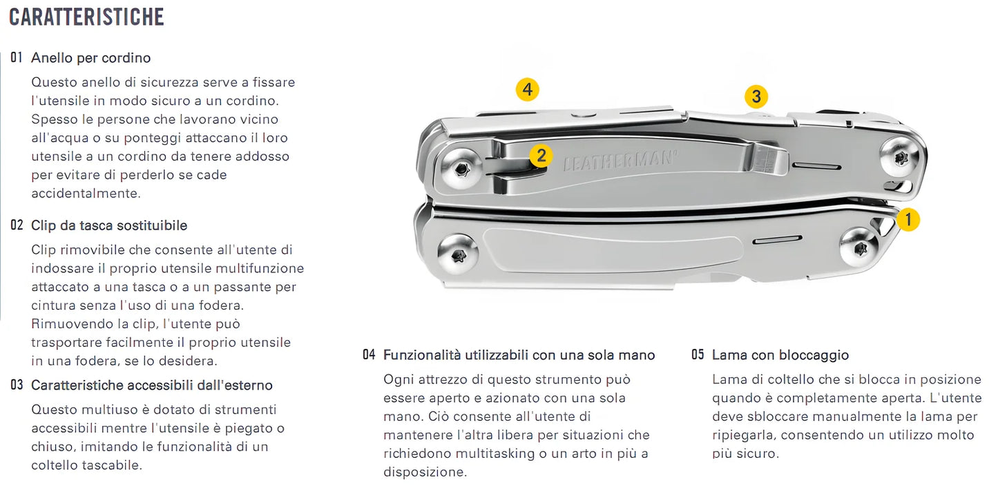 Leatherman pinza multiuso Sidekick 14 utensili con fodero naylon LTG831439