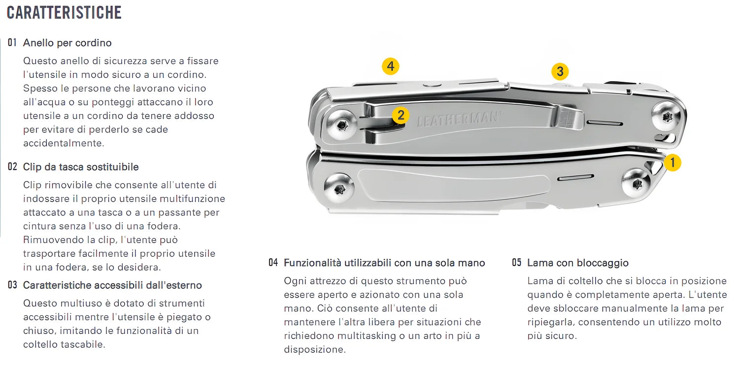 Leatherman pinza multiuso Sidekick 14 utensili con fodero naylon LTG831439