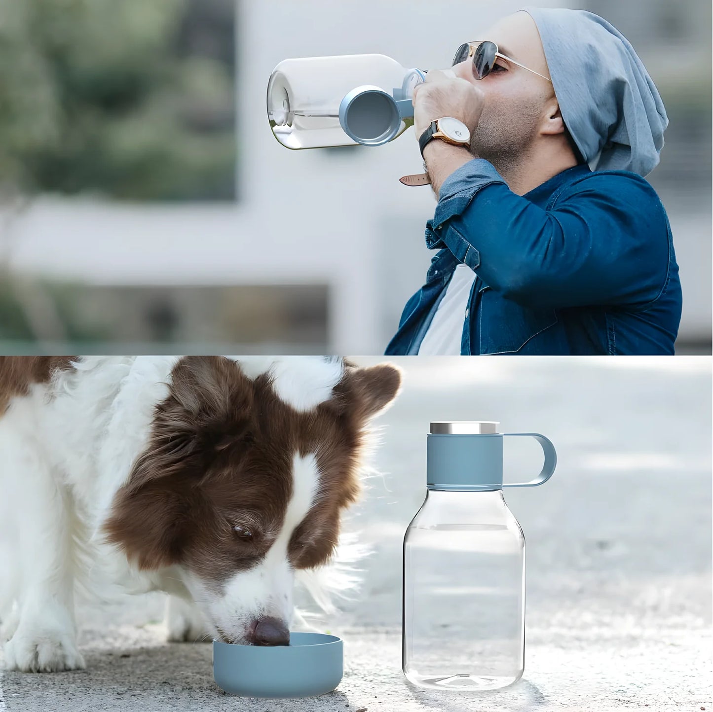 Asobu bottiglia con ciotola per animali blu Lite L 1,5 in Tritan