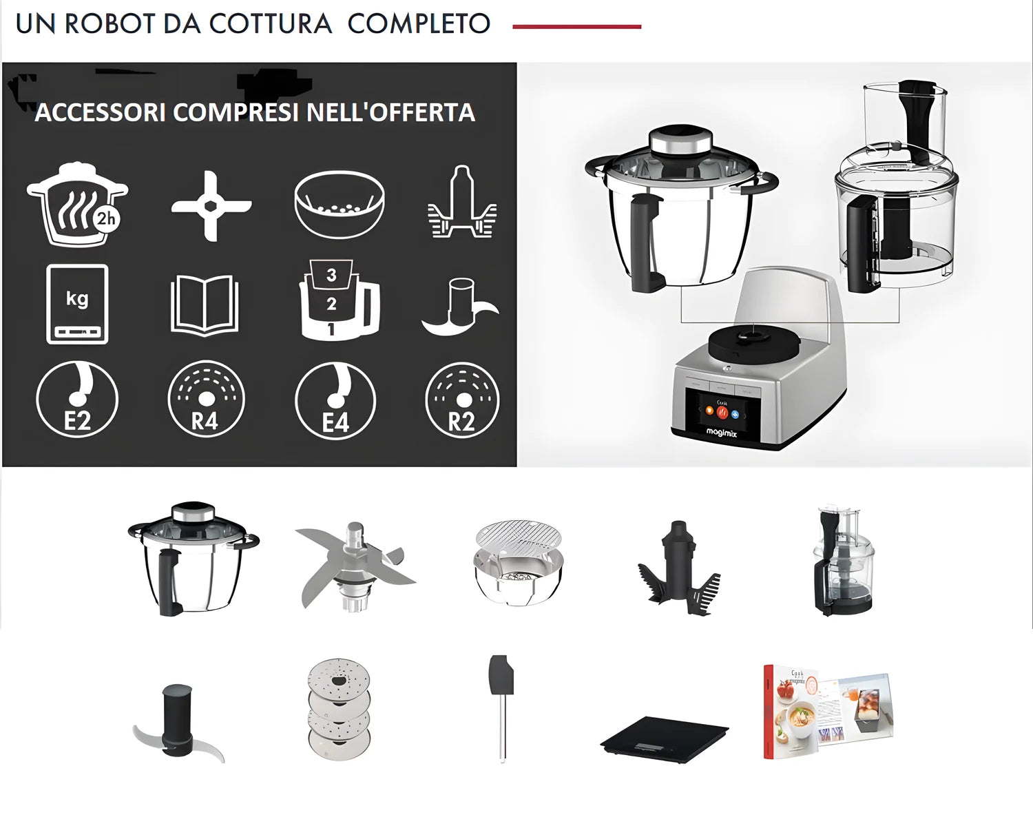 Magimix Cook Expert 1700 W Silver + vaporiera XXL 5,5L. + spremiagrumi