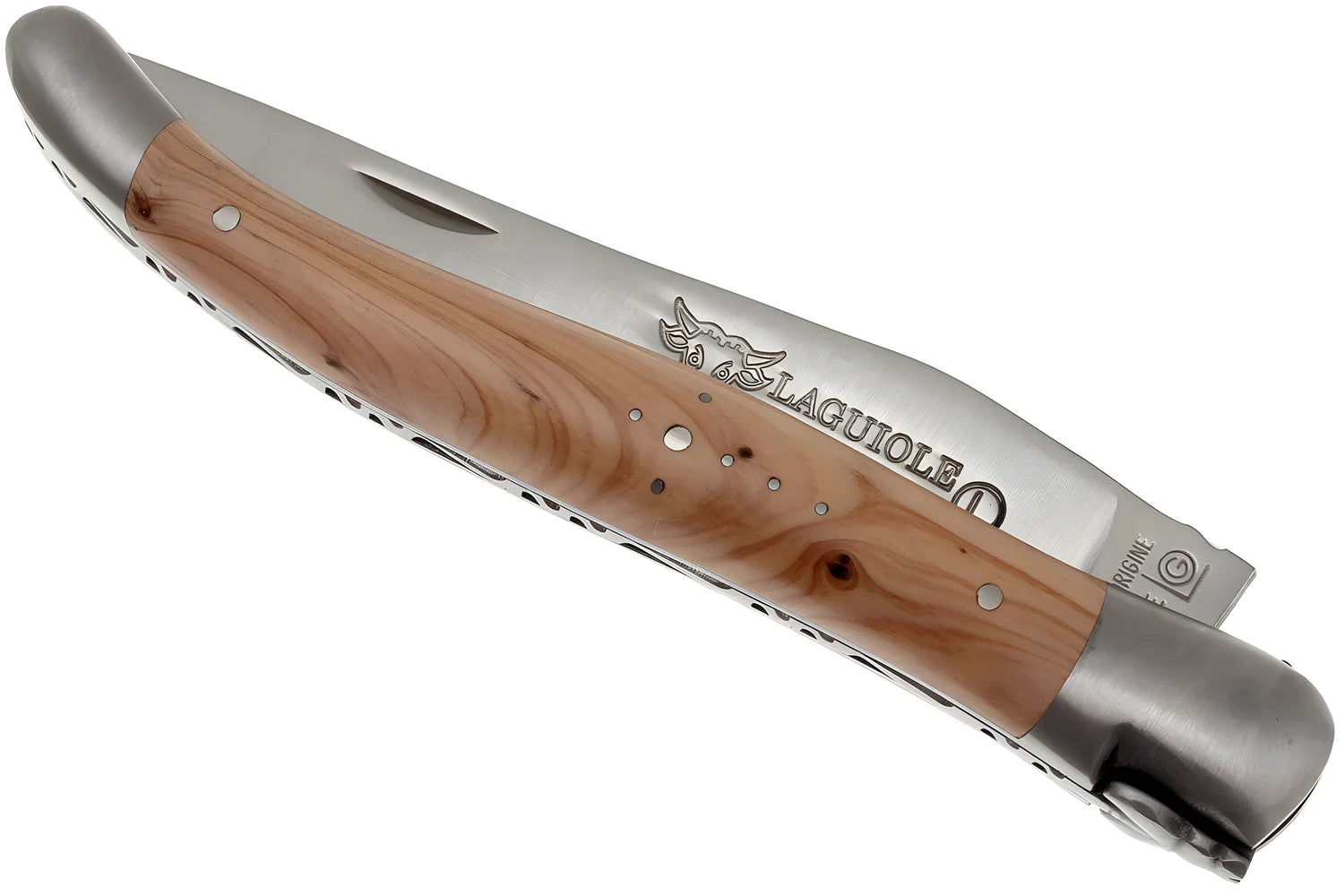 Laguiole en Aubrac coltello impugnatura Ginepro inox satinato