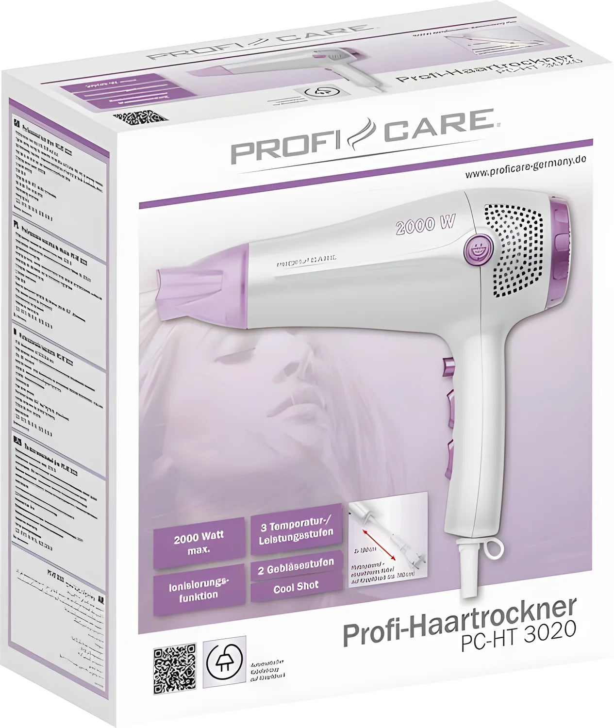 Asciugacapelli professionale 2000 Watt ProfiCare PC-HT 3020