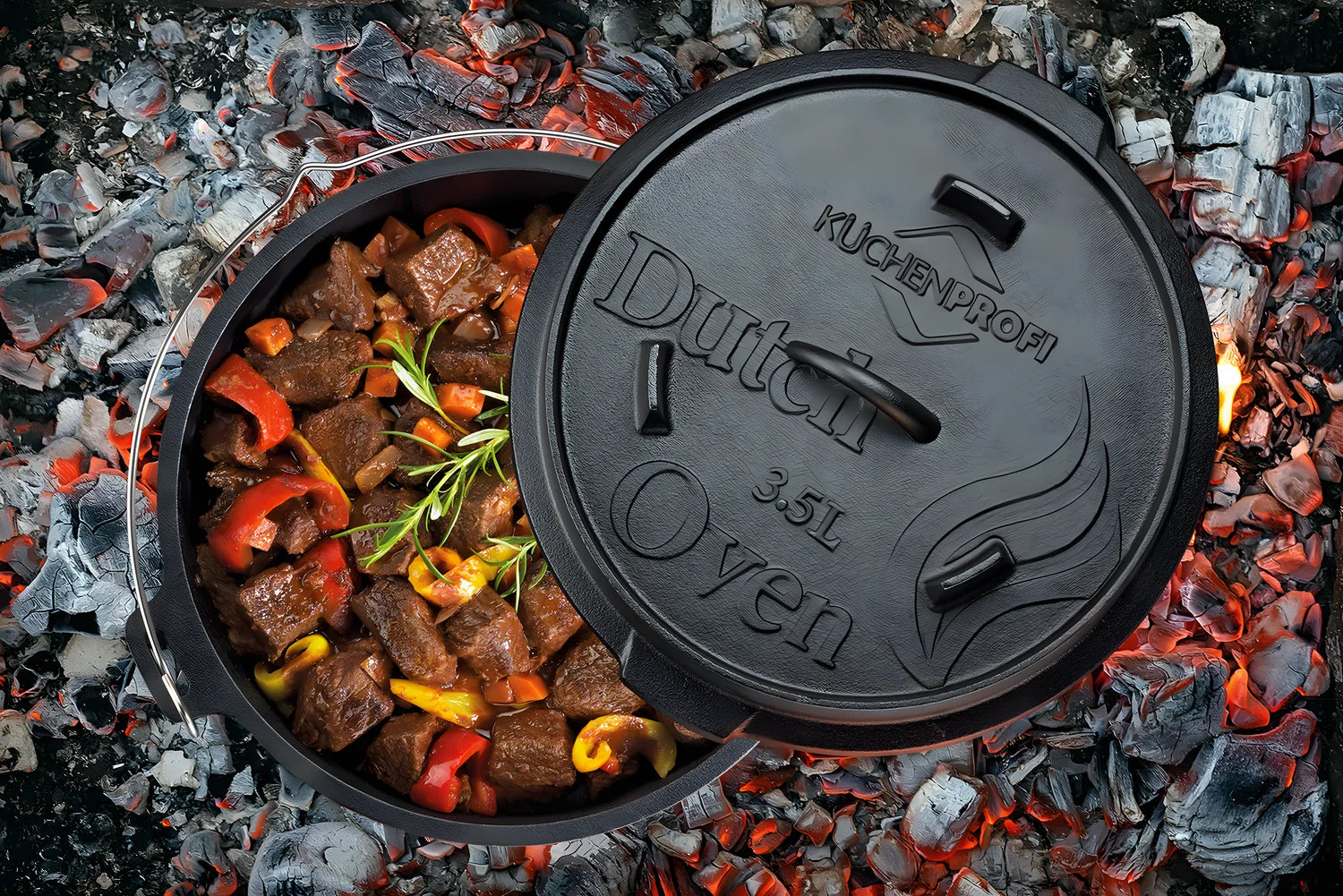 Kuchenprofi Forno Olandese in ghisa per barbecue L 3,5 cm Ø24
