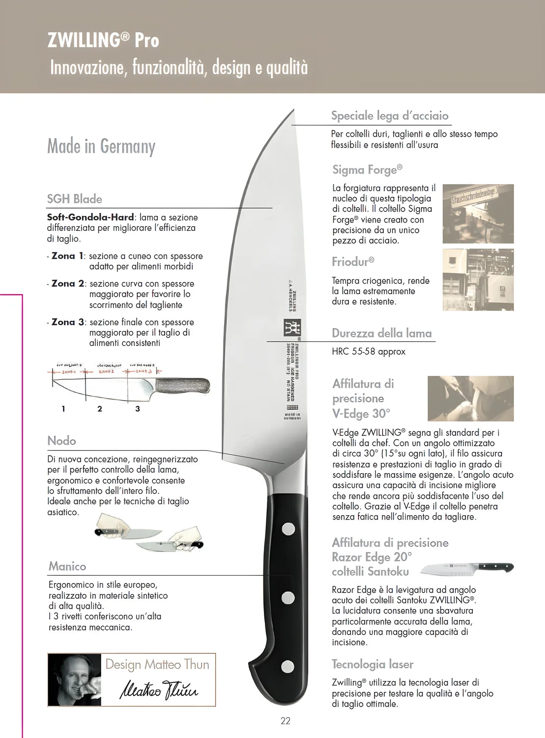 Coltello da cucina cuoco Cm.20 Zwilling Pro 38401-201-0
