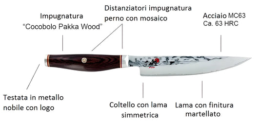 Miyabi 6000MCT Coltello Gyutoh Martellato 20 cm – Acciaio MC63, Art. 34073-201