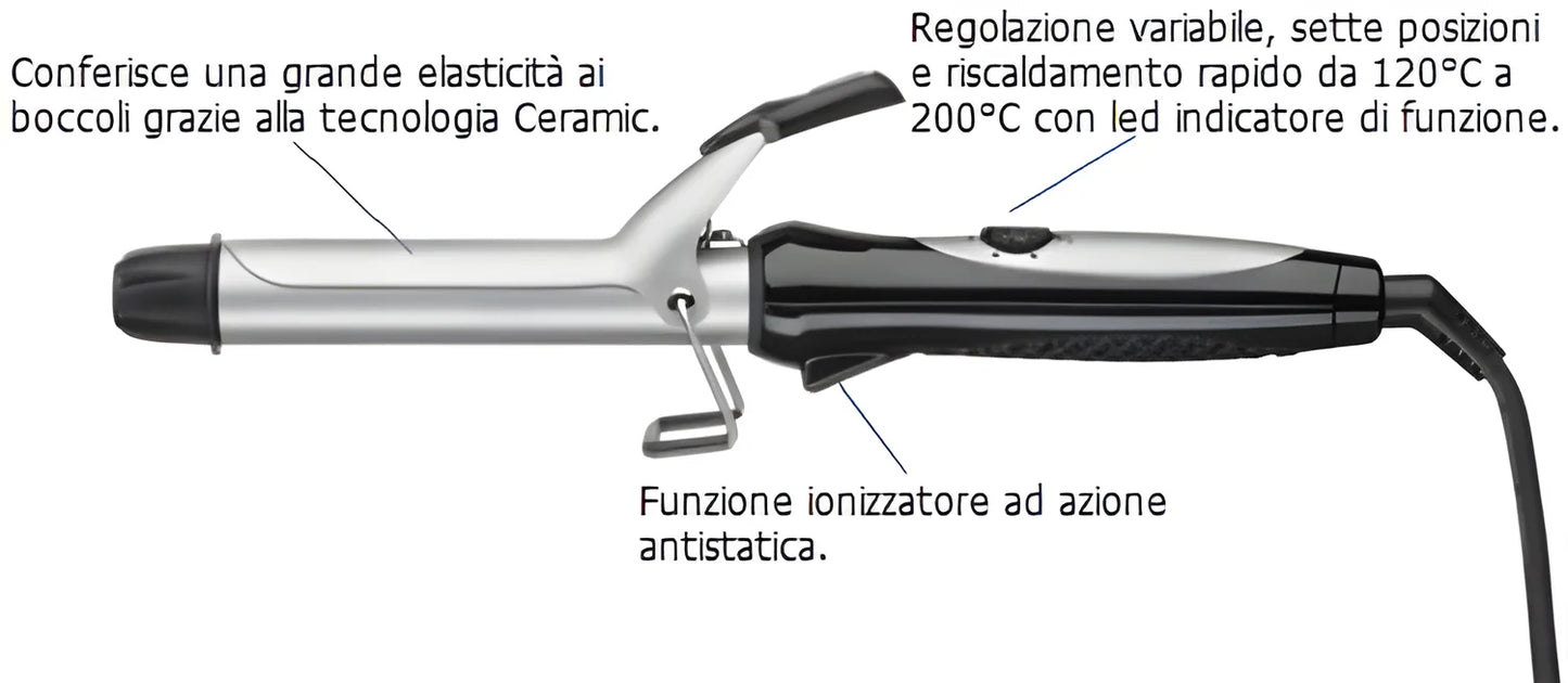Piastra arriccia capelli in ceramica diametro 25 mm. Moser A.MO4