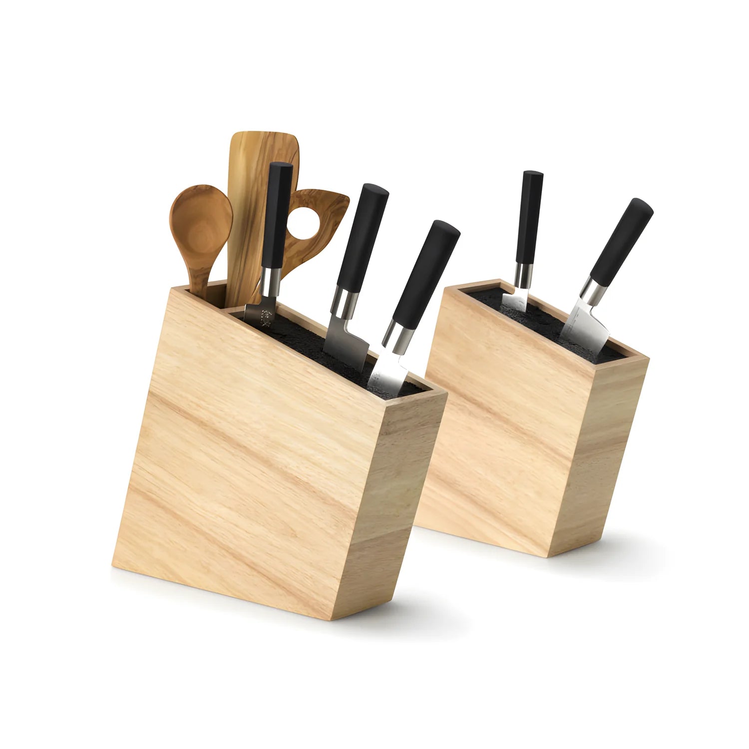 Ceppo per coltelli in legno inclinato universale con setole